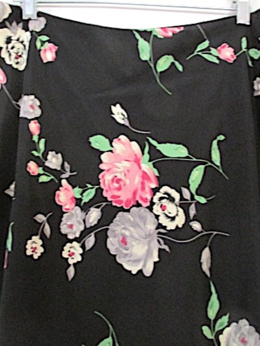 Ralph Lauren Black Floral Silk Full Tiered Midi Skirt, Size 12 - Picture 4 of 8